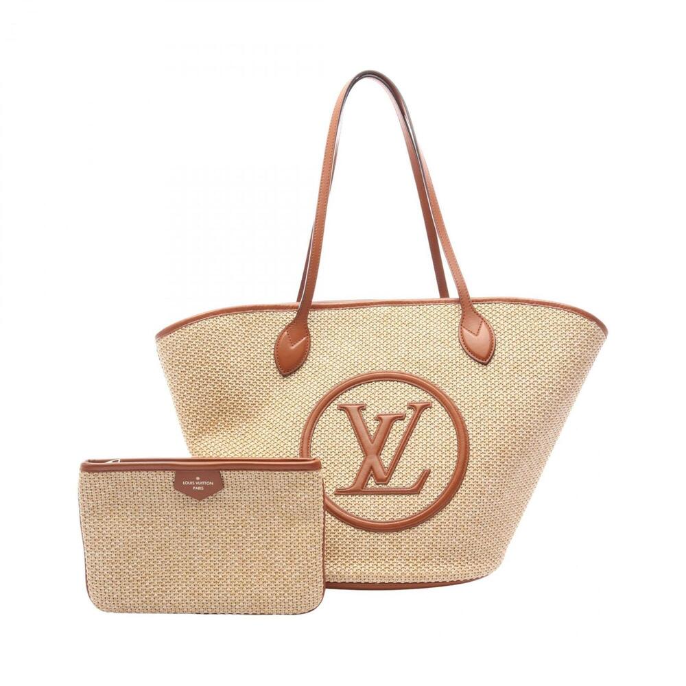 Louis Vuitton Saint Jacques Tote Bag Handbag, Knit Raffia, Women's, Beige/Bro...